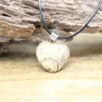 Necklace with heart pendant in natural stone jasper