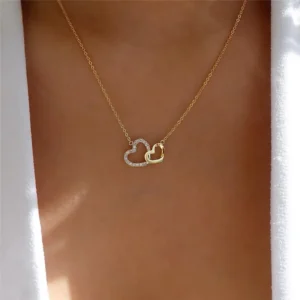 Necklace with double intertwined hearts pendant PALOMA