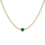 SUSANA green heart gold choker necklace