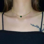 SUSANA green heart choker necklace