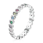 Multi-hearted multicolored stone ring LENA - silver 925