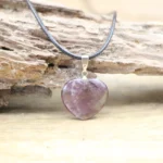 Necklace with heart pendant amethyst natural stone