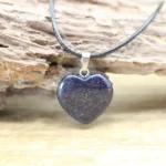 Necklace with blue gold stone heart pendant