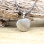 Necklace with heart pendant in grey agate stone