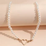 LEANA choker necklace with gold heart pendant