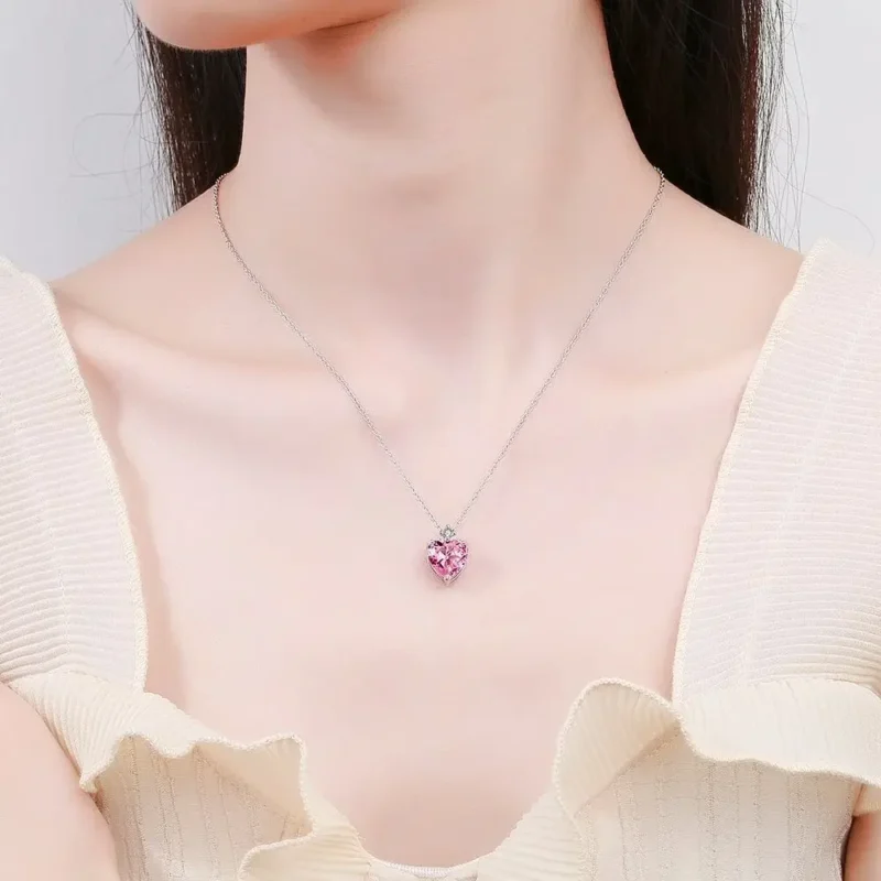 MARA pink heart pendant necklace - 925 sterling silver