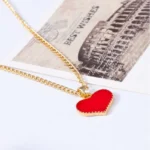 Gold necklace with red heart pendant AZALEA