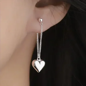 FLORA double heart chain pendant earrings