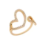 CHIARA gold double asymmetrical hearts ring