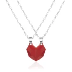 Necklace with red/red magnetic half-heart pendant ALYSSA