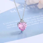 MARA pink heart pendant necklace - 925 sterling silver