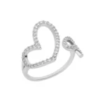 CHIARA silver double asymmetrical hearts ring